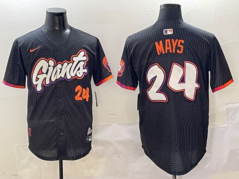 Men San Francisco Giants 24 Mays Black Second generation Joint Name Nike 2025 MLB Jersey style 15